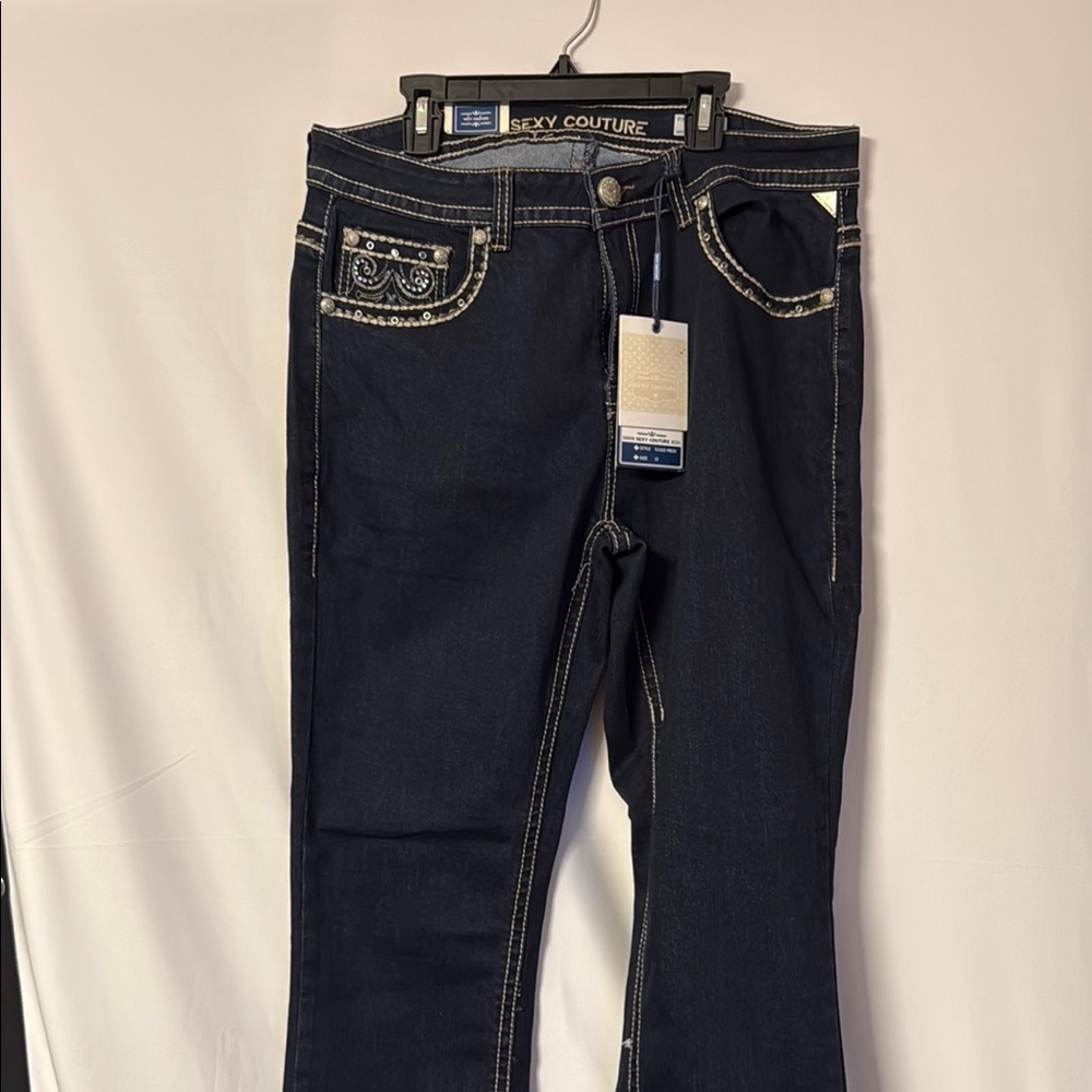 Women's Dark Blue Embroidered Jeans - Picture 2 of 2